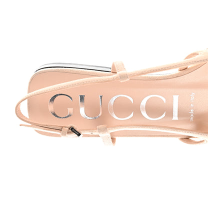 Gucci Suede Mesh Crystal GG Monogram Slingback Ballet Flats 37 Light Powder Skin Rose 7 of 8