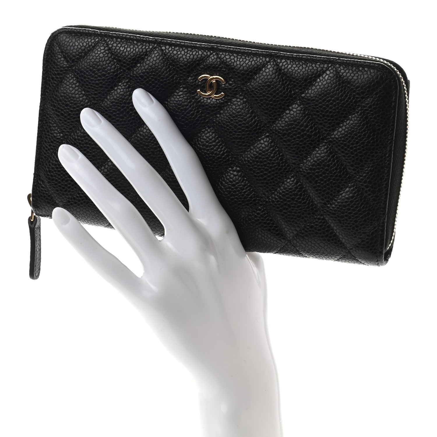 Chanel Caviar Quilted Large Gusset Zip Around Wallet Black 2 of 9