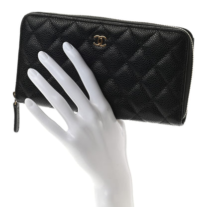Chanel Caviar Quilted Large Gusset Zip Around Wallet Black 2 of 9
