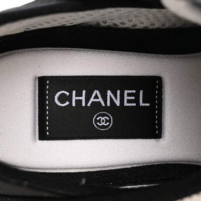 Chanel Velvet Calfskin Mixed Fibers CC Sneakers 38 Ivory Black 8 of 12