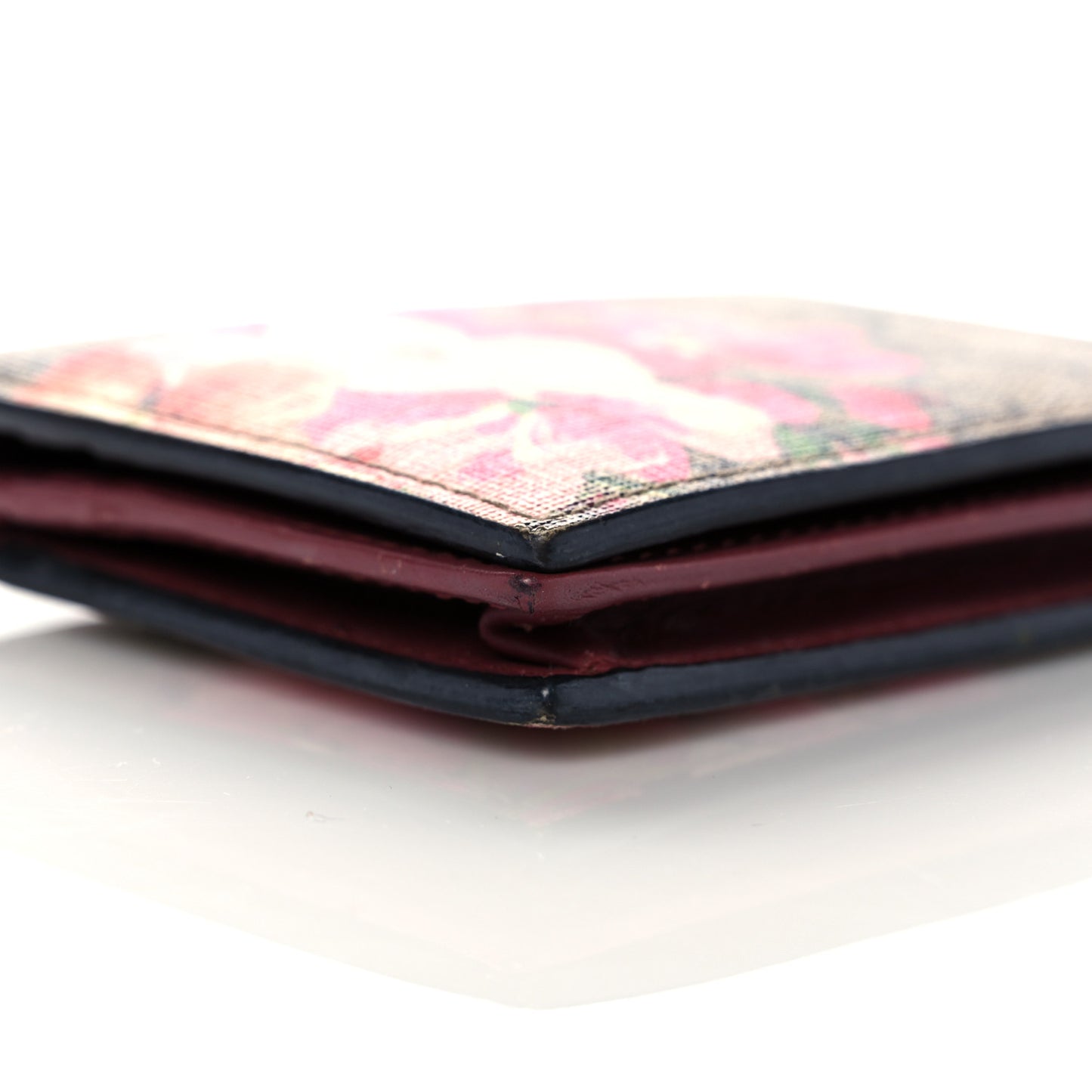 GG Supreme Monogram Blooms Card Case Beige Multicolor Dry Rose