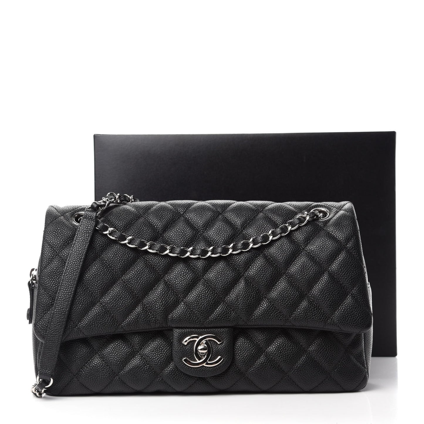 Caviar Quilted Jumbo Easy Flap Black