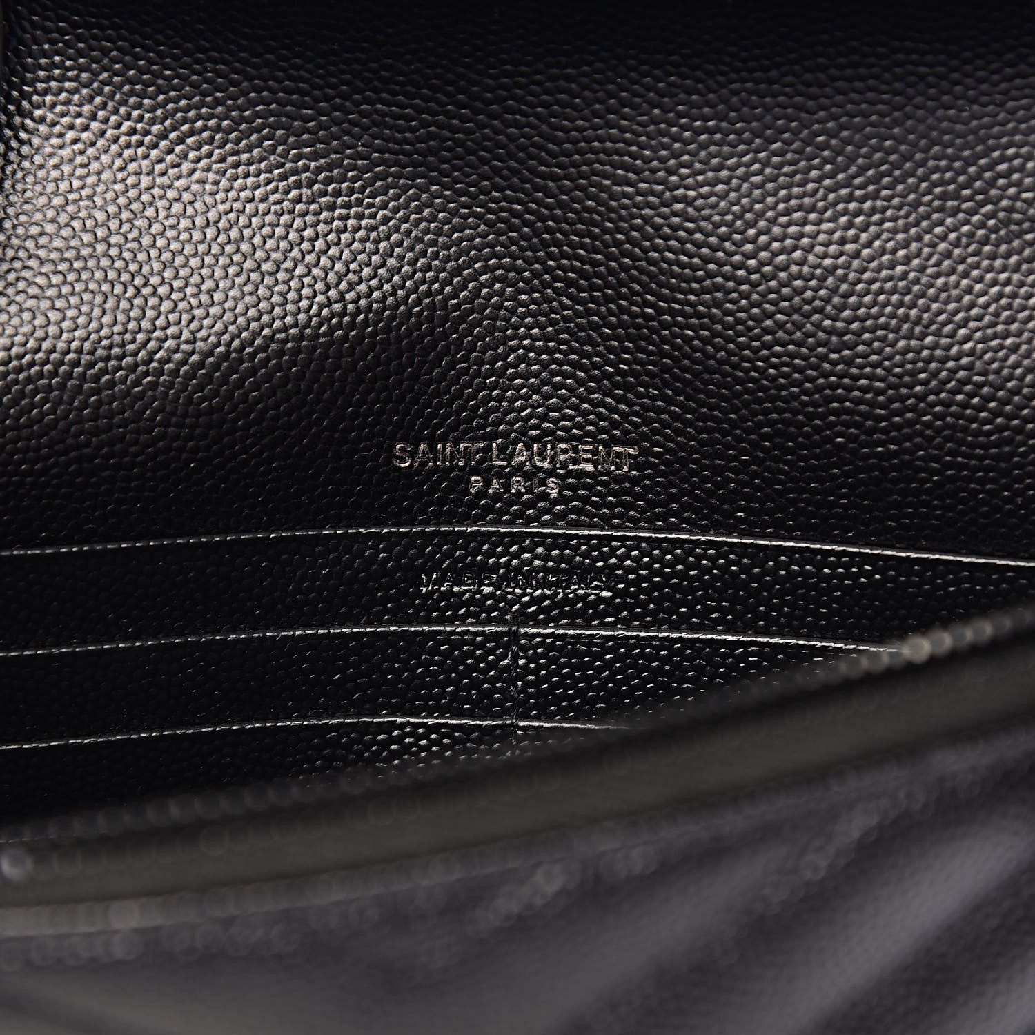 Saint Laurent Grain De Poudre Matelasse Chevron Monogram Envelope Chain Wallet Black 6 of 10
