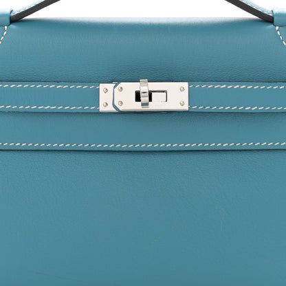 Hermes Swift Kelly Pochette Clutch Blue Jean 9 of 11