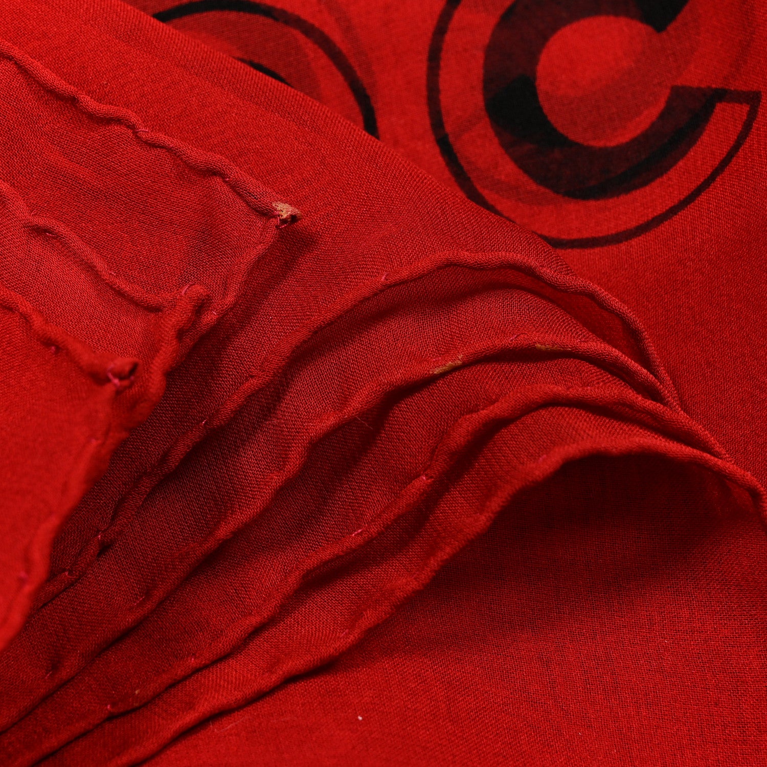 Chanel Silk Chiffon CC Scarf Red Black 7 of 7