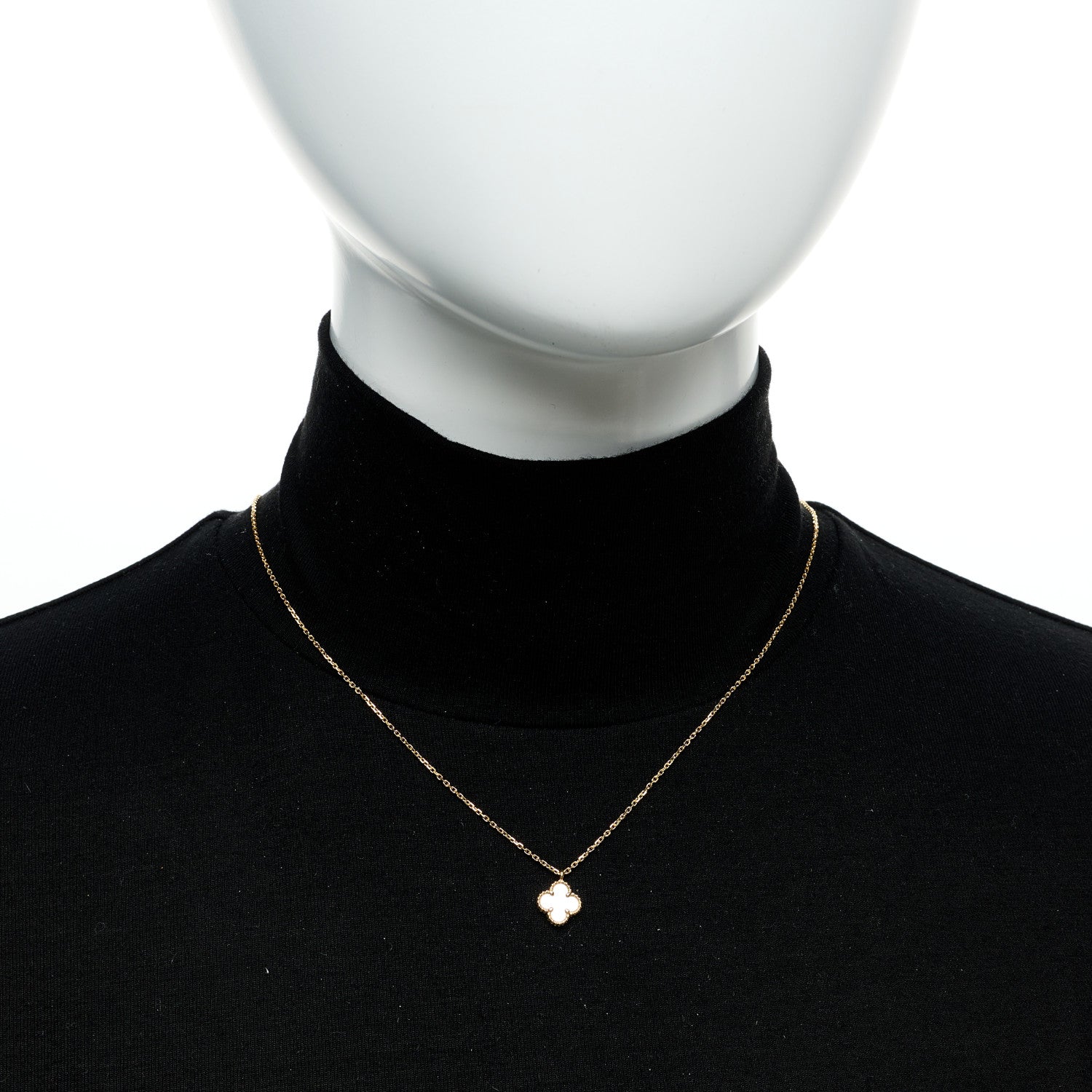 Van Cleef & Arpels 18K Yellow Gold Mother of Pearl Sweet Alhambra Pendant Necklace 2 of 8