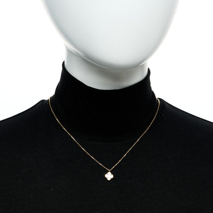Van Cleef & Arpels 18K Yellow Gold Mother of Pearl Sweet Alhambra Pendant Necklace 2 of 8