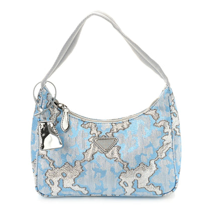 Prada Broccato Mini Re-Edition 2000 Bag Blue 1 of 8