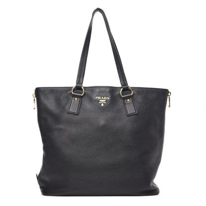 Prada Vitello Daino Side Zip Tote Black 1 of 10