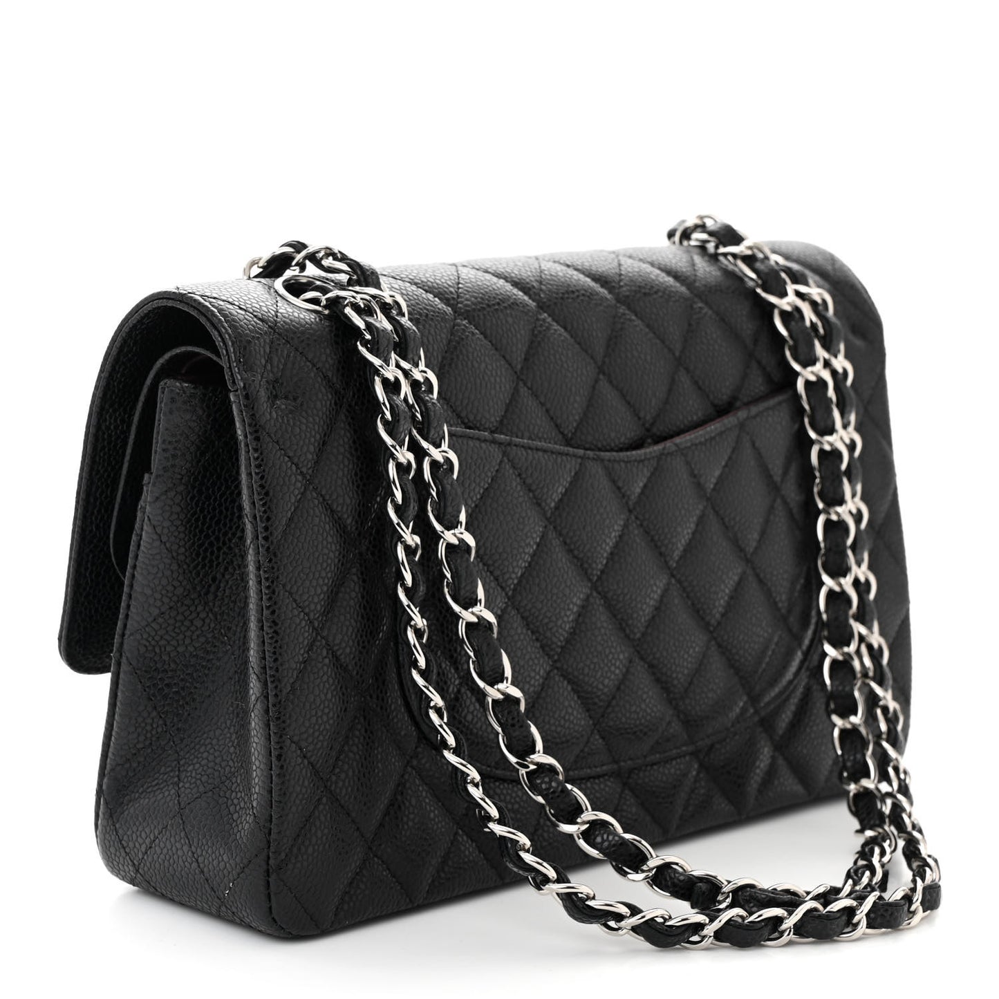 Caviar Quilted Medium Double Flap Black