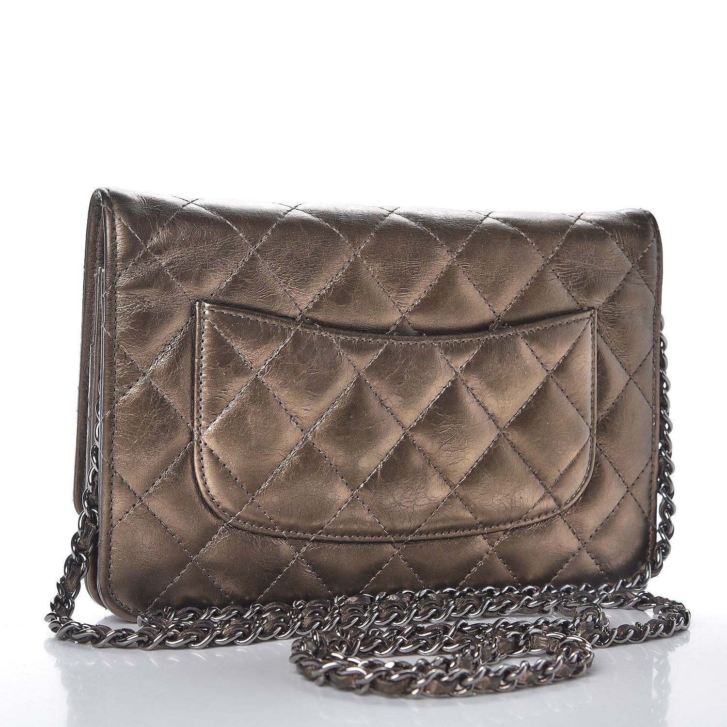 Chanel Metallic Aged Calfskin Quilted Reissue Wallet On Chain WOC Bronze 3 of 8