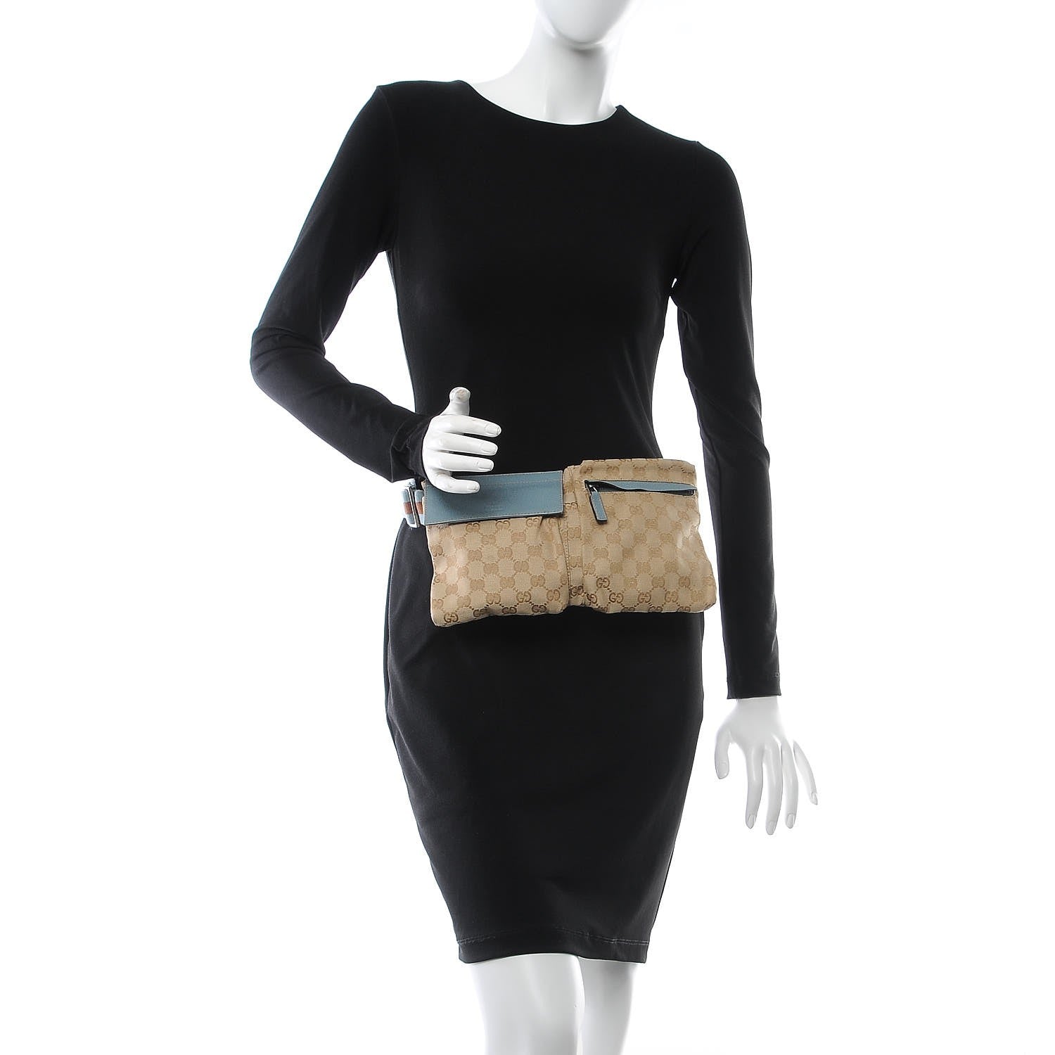 Gucci GG Monogram Web Double Pocket Belt Bag Blue 2 of 7