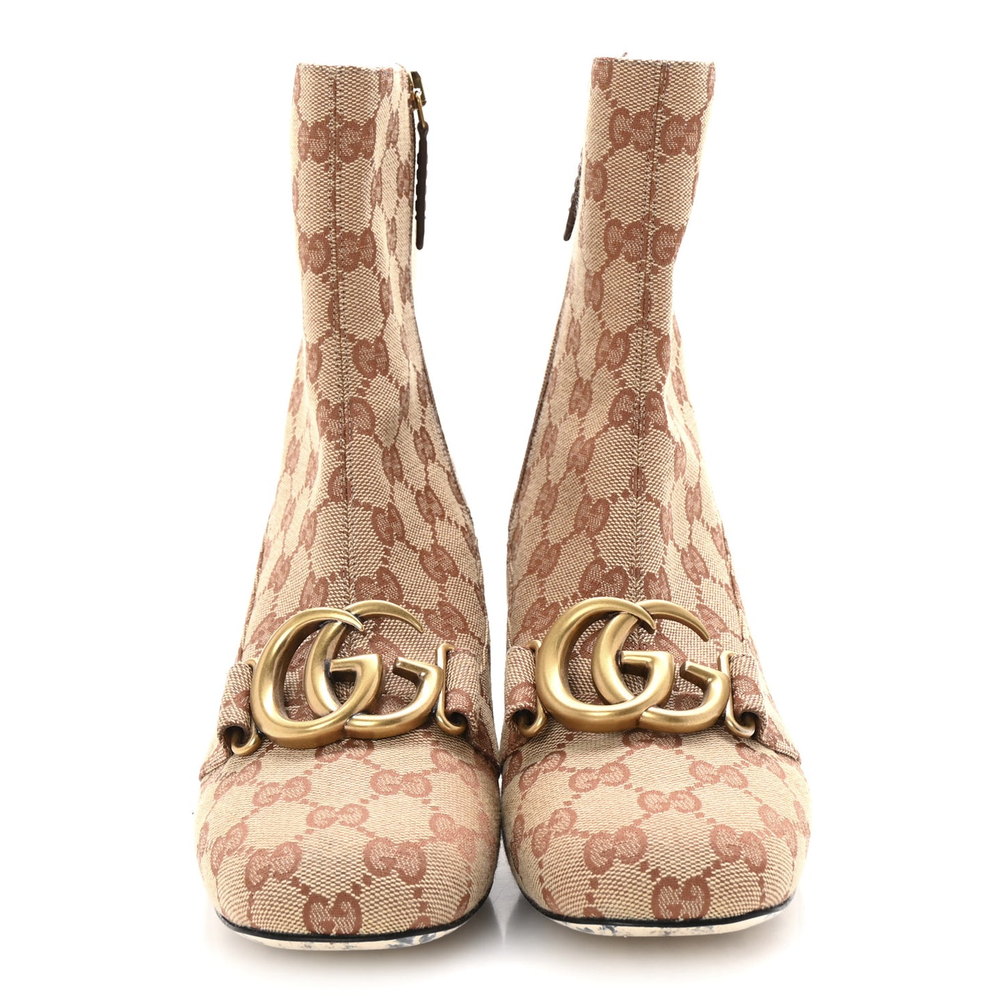 Monogram Malaga Kid GG Victoire 55mm Ankle Boots 39 Beige Ruggine Rust