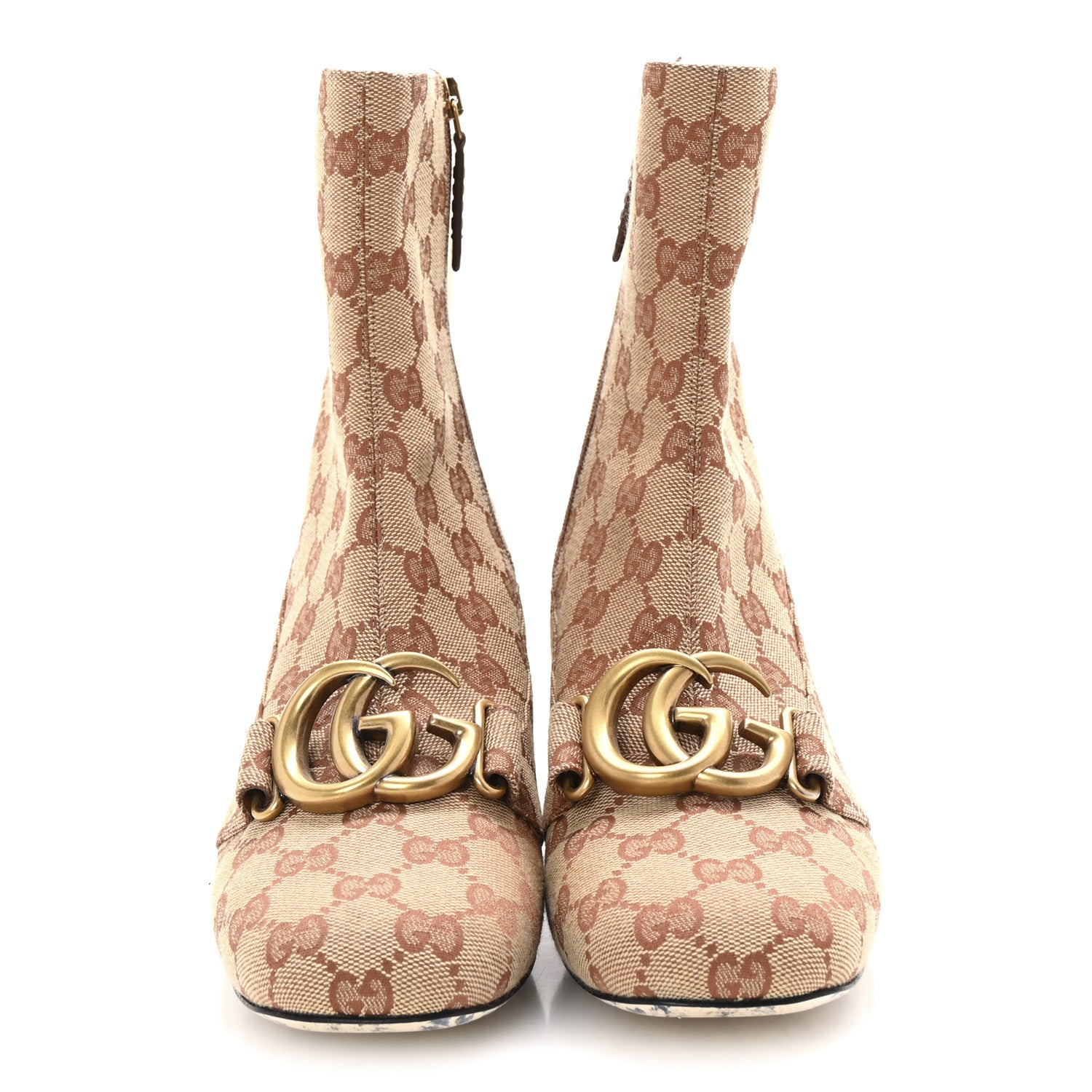 Gucci Monogram Malaga Kid GG Victoire 55mm Ankle Boots 39 Beige Ruggine Rust 3 of 9