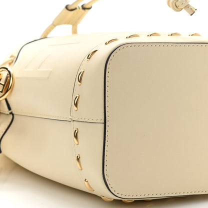 Fendi Vitello King F is Fendi Logo Debossed Metal Stitch Mini Mon Tresor Bucket Bag Pergamena 5 of 10