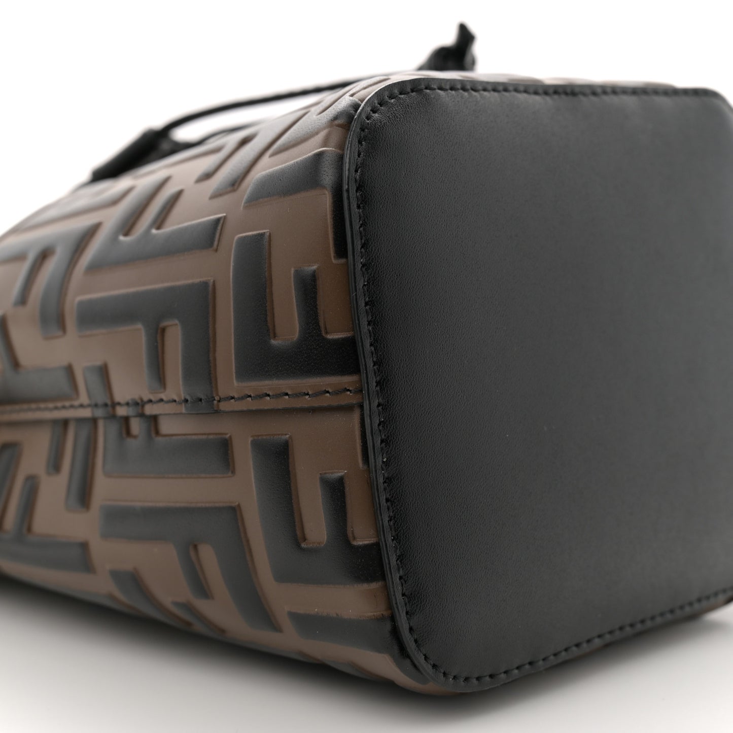 Vitello Liberty F is Fendi Bi-Color FF 1974 Embossed Mini Mon Tresor Bucket Bag Maya Black