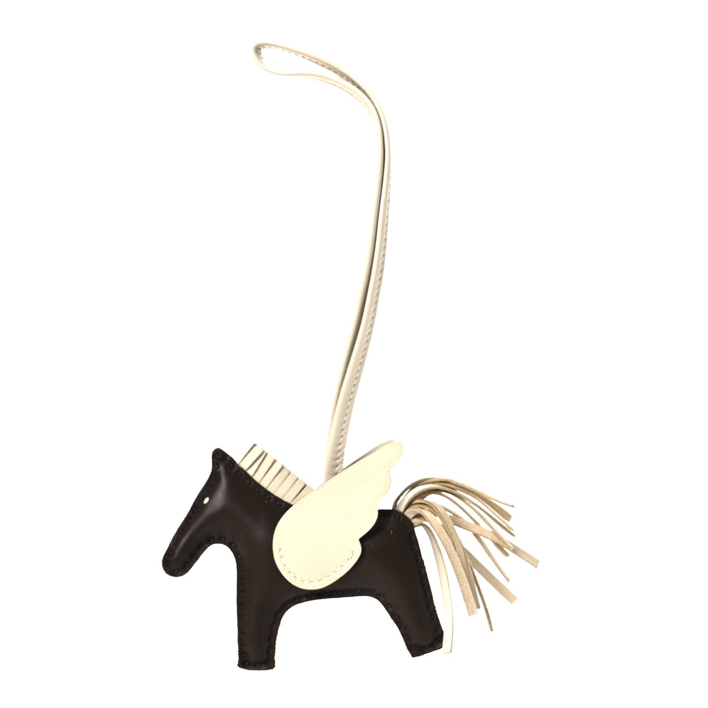 Milo Lambskin Grigri Rodeo Pegase Horse Bag Charm PM Chocolat Craie