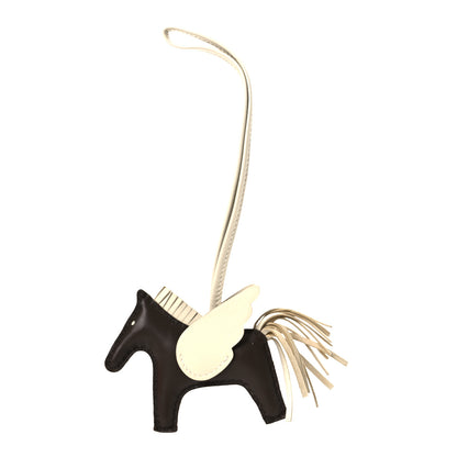 Hermes Milo Lambskin Grigri Rodeo Pegase Horse Bag Charm PM Chocolat Craie 1 of 5