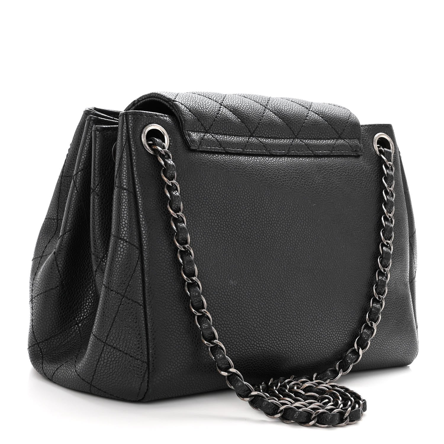 Chanel Caviar Quilted CC Accordion Shopping Bag Black 3 of 12