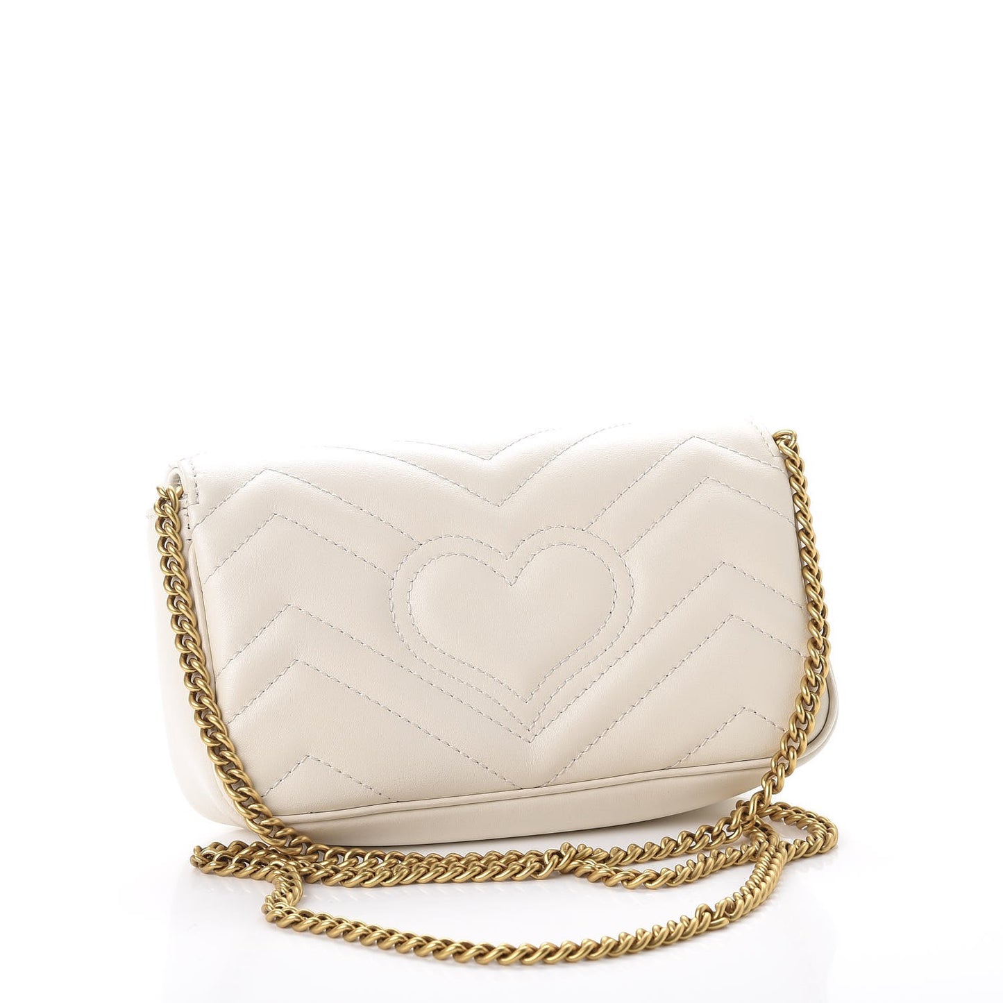 Calfskin Matelasse Super Mini GG Marmont Shoulder Bag White
