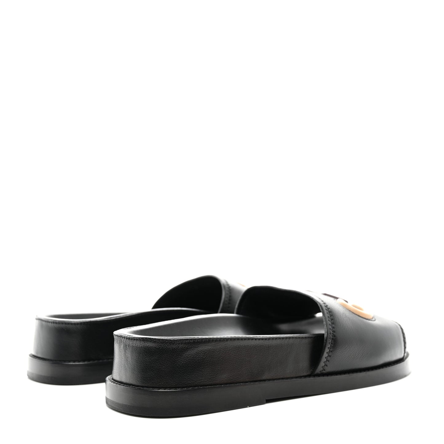 Lambskin Cha-Nel Mule Sandals 37.5 Black Multicolor