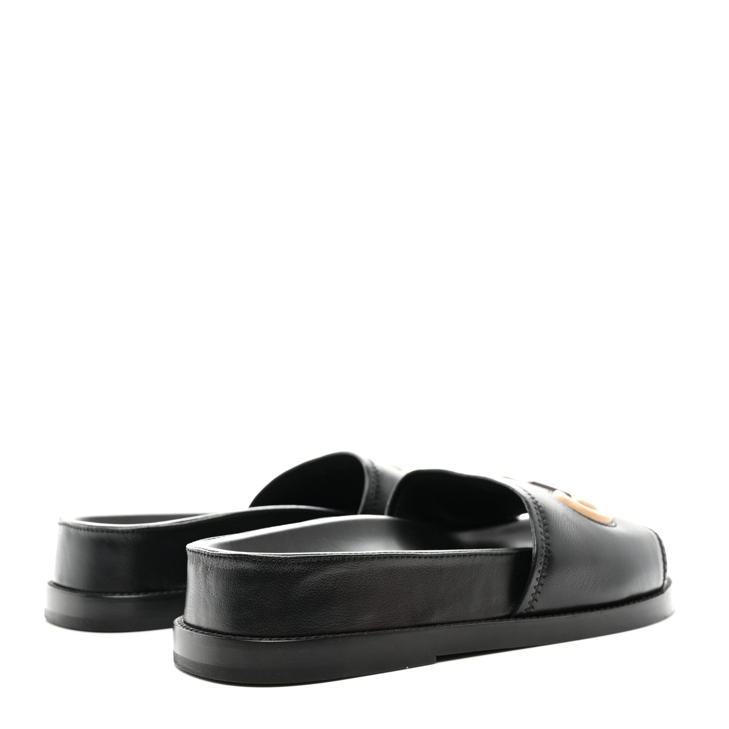 Chanel Lambskin Cha-Nel Mule Sandals 37.5 Black Multicolor 4 of 8