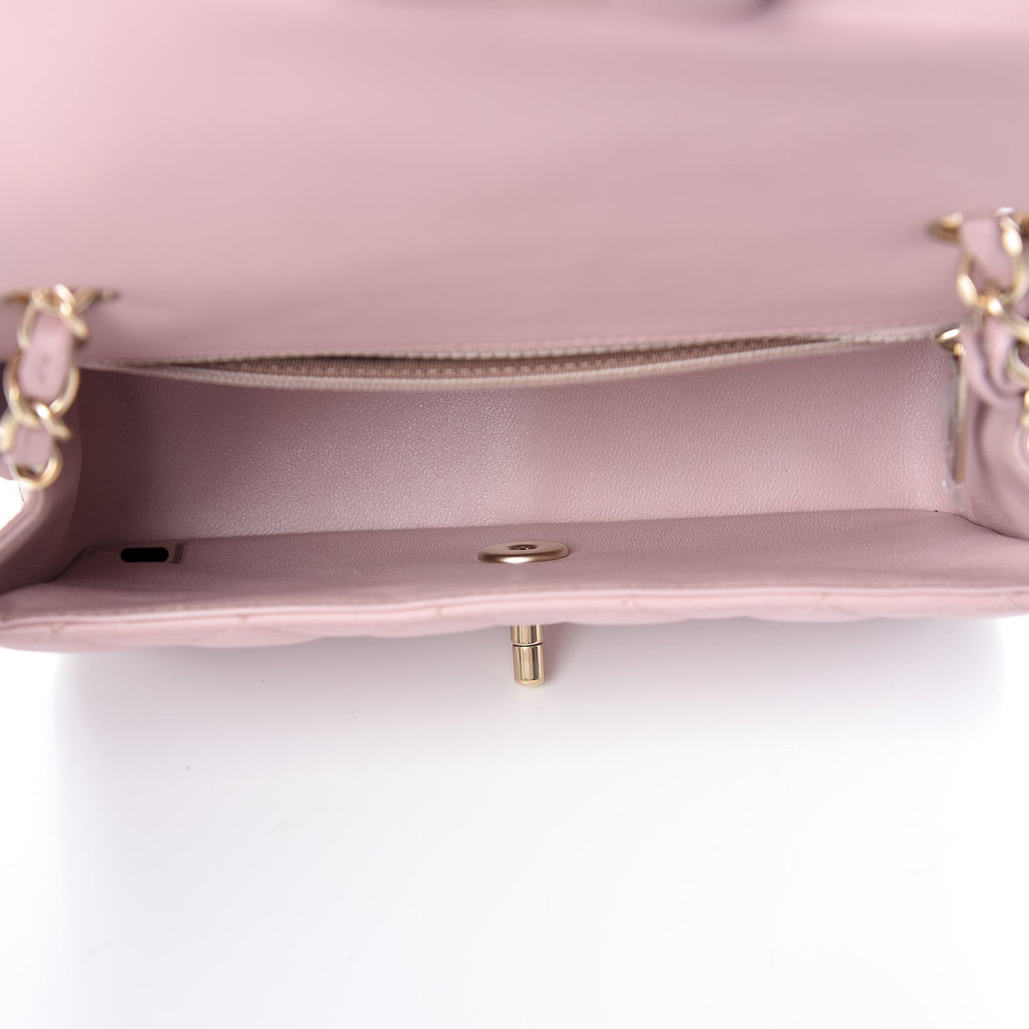 Lambskin Quilted Mini Rectangular Flap Light Pink