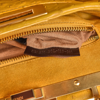Fendi Ostrich Medium Peekaboo Iconic Satchel Yellow 7 of 14