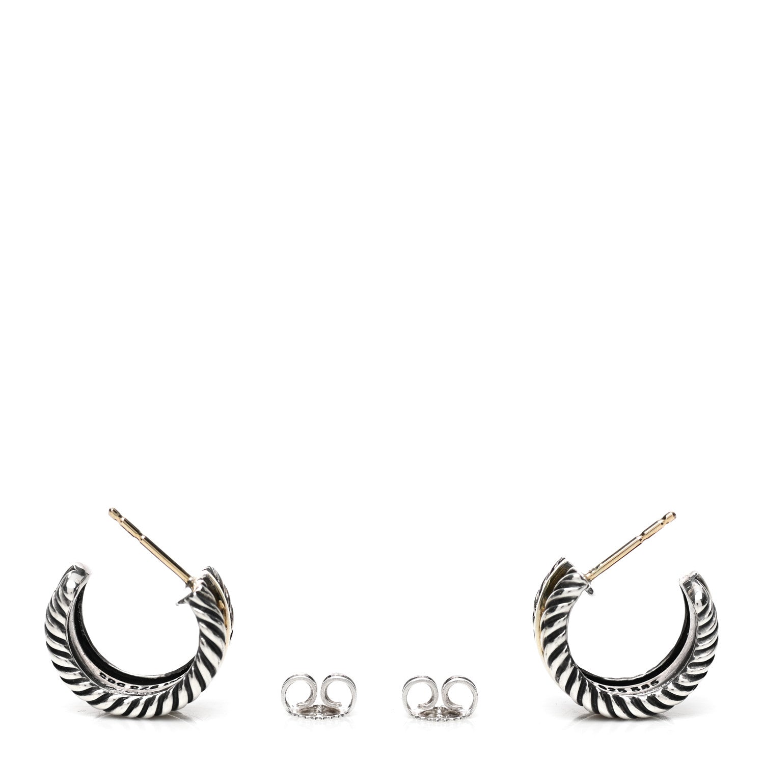 David Yurman Sterling Silver 14K Yellow Gold 16mm Cable Classics Hoop Earrings 3 of 5