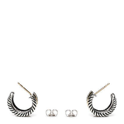 David Yurman Sterling Silver 14K Yellow Gold 16mm Cable Classics Hoop Earrings 3 of 5
