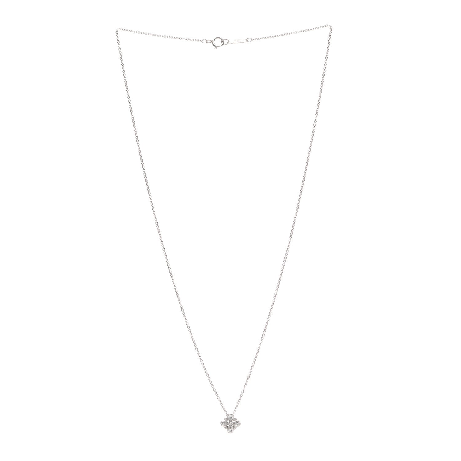Tiffany Platinum Diamond Enchant Flower Pendant Necklace 3 of 5
