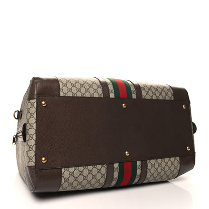 Gucci GG Supreme Monogram Textured Dollar Calfskin Web Large Savoy Duffle Bag Beige Ebony New Acero 3 of 13