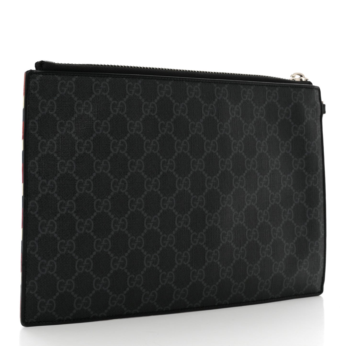 GG Supreme Monogram Night Courrier Zip Wristlet Pouch Black Multicolor