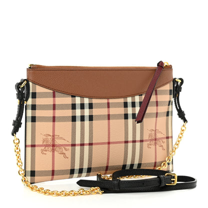 Burberry Haymarket Check Peyton Crossbody Clutch Bag Toffee 3 of 10