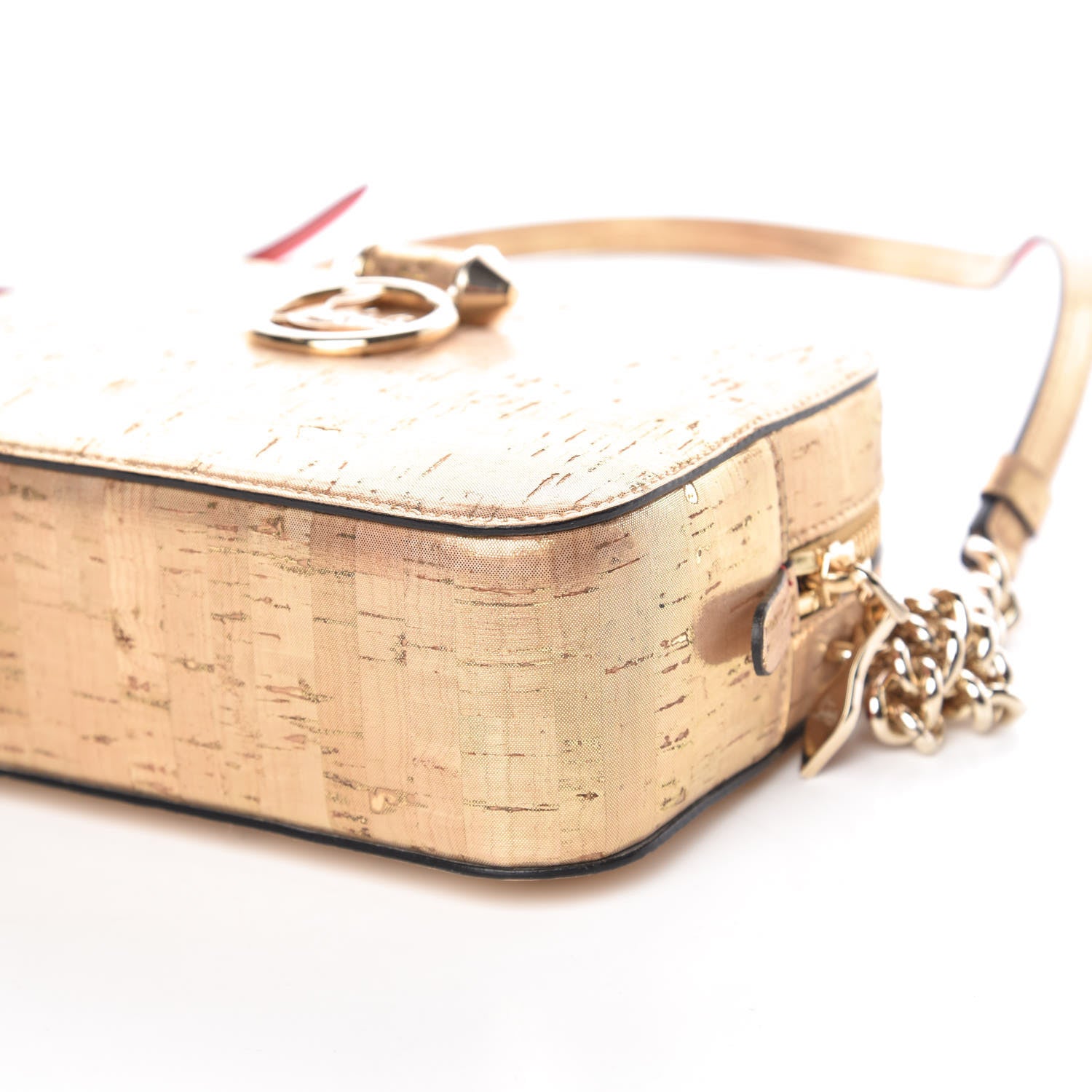 Christian Louboutin Metallic Liege Pepite Cork Mini Rubylou Crossbody Gold 9 of 11