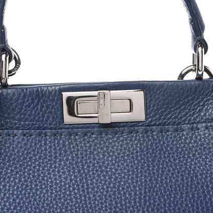 Fendi Cuoio Romano Selleria Bi-Color Medium Peekaboo Iconic Satchel Blue Latte 11 of 11