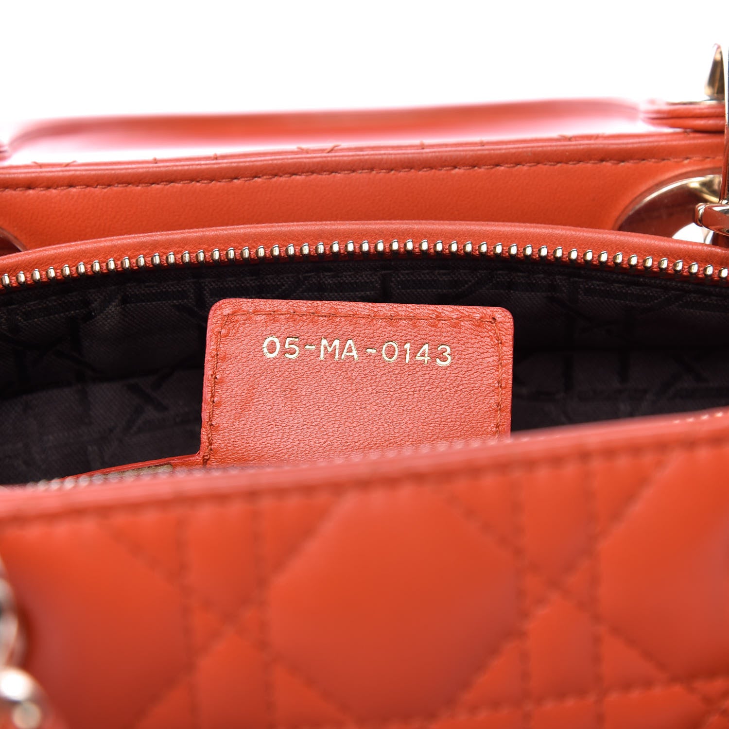 Christian Dior Lambskin Cannage Large Lady Dior Orange 9 of 10