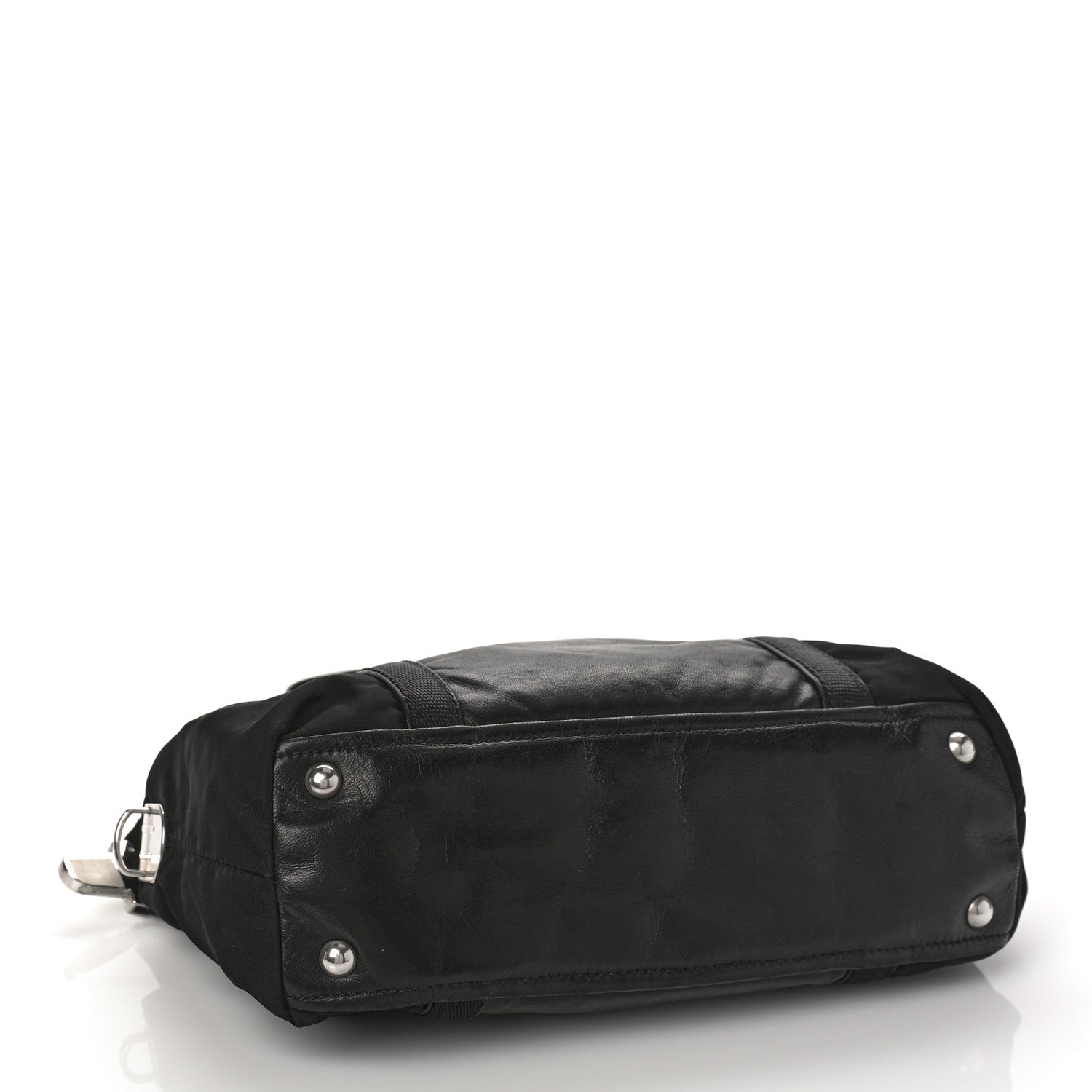 Prada Tessuto Nylon Soft Calfskin Shopping Satchel Black 4 of 11