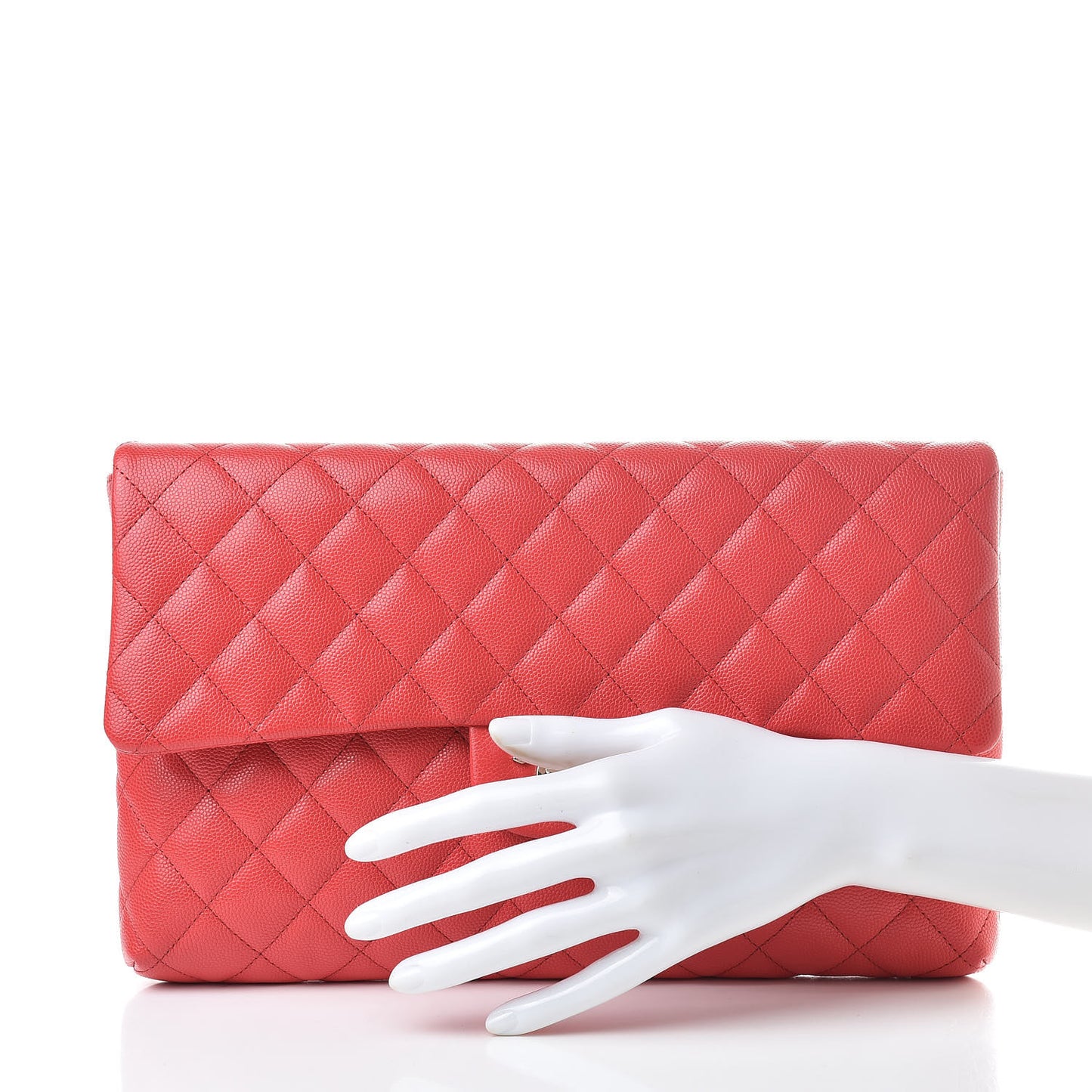 Caviar Quilted Flap Clutch Red