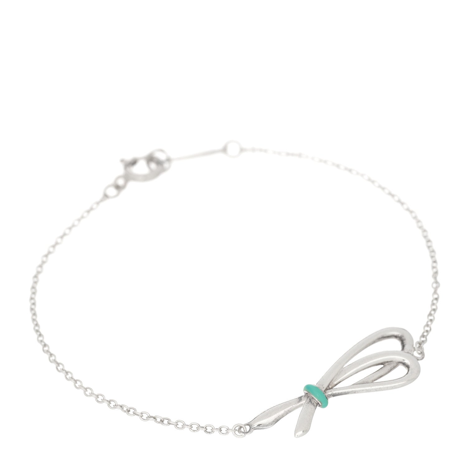 Tiffany Sterling Silver Enamel Bow Knot Bracelet Blue 1 of 4