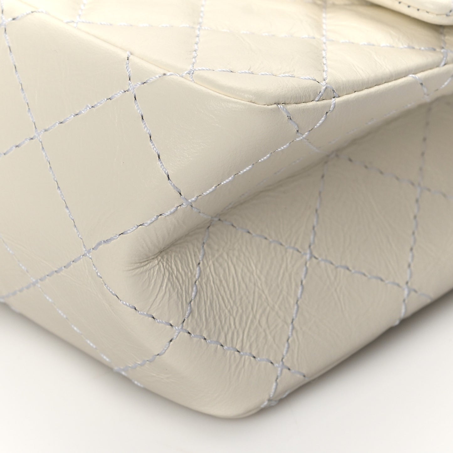 Aged Calfskin Quilted 2.55 Reissue Mini Flap White