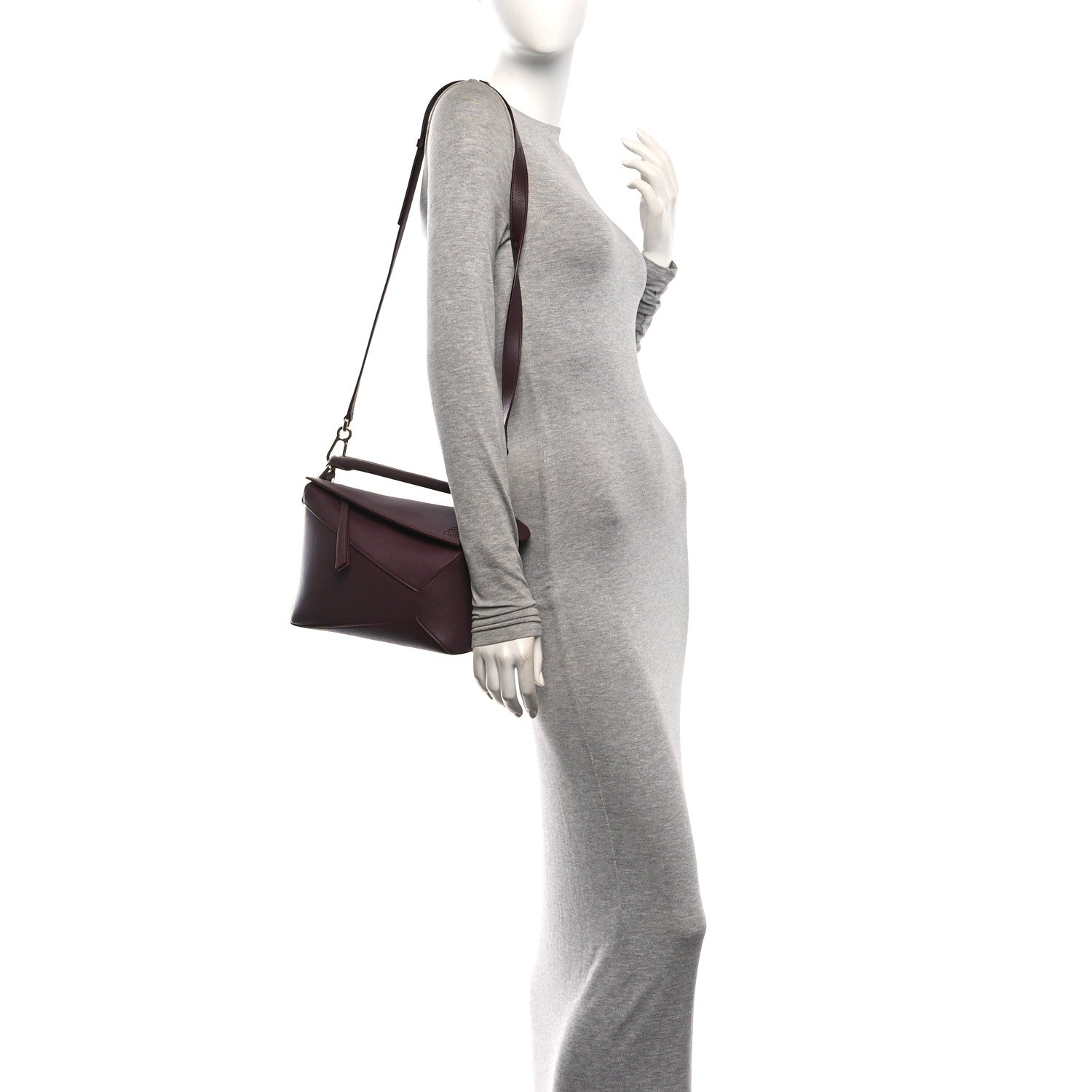 Loewe Soft Grained Calfskin Small Puzzle Edge Bag Dark Burgundy 2 of 9
