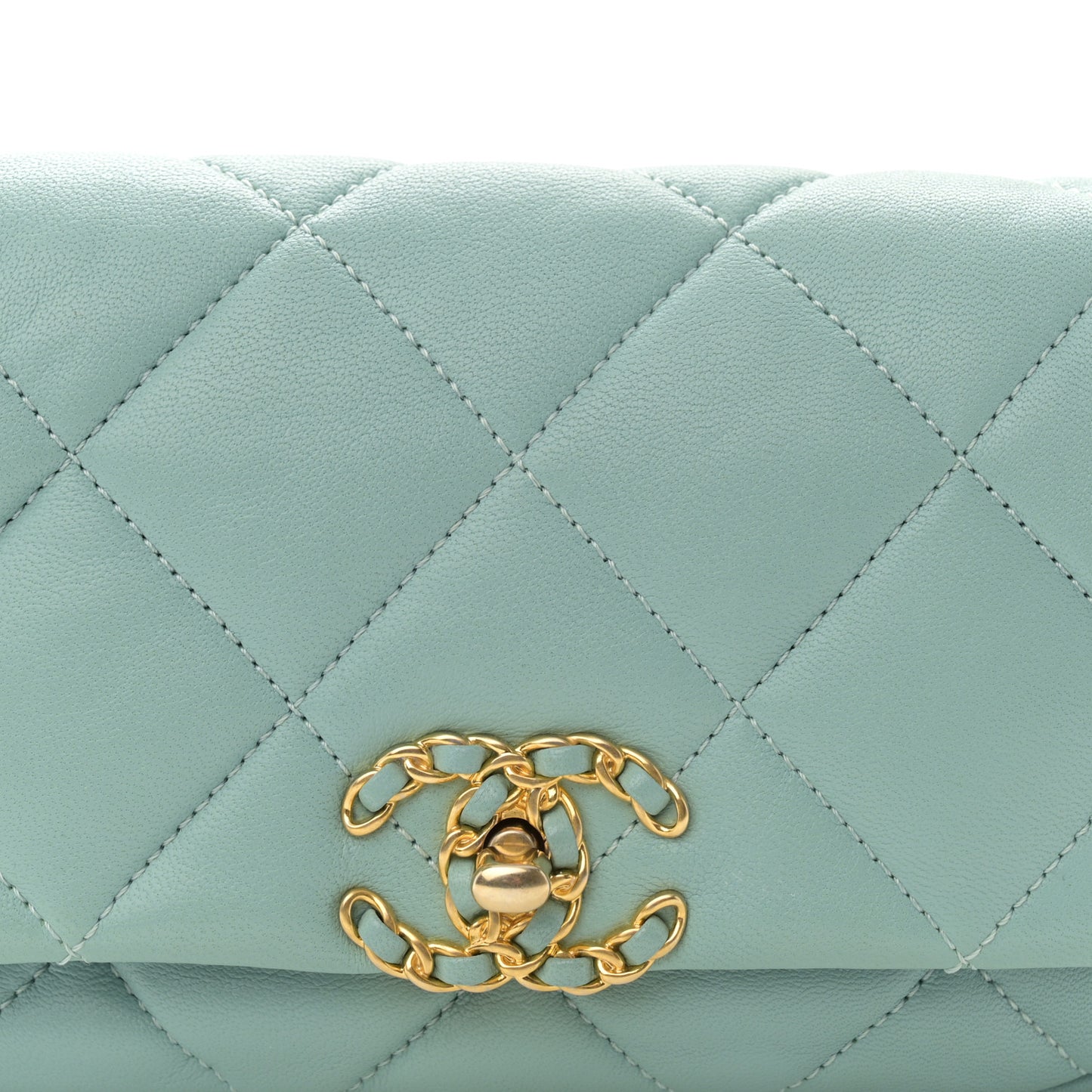 Lambskin Quilted Chanel 19 Waist Bag Light Blue