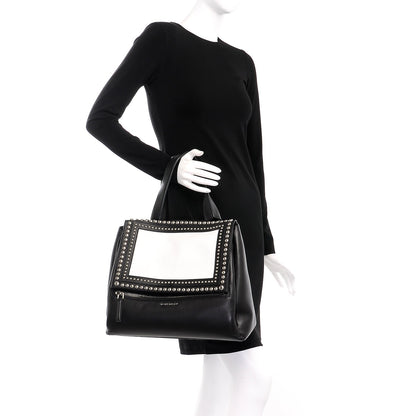 Givenchy Calfskin Studded Medium Pandora Pure Flap Bag Black White 3 of 9