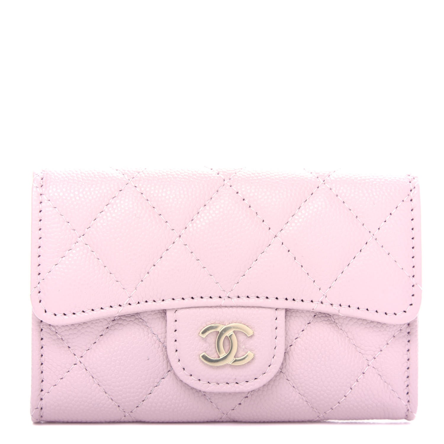 Chanel Caviar Quilted Flap Card Holder Wallet Light Pink 1 of 9