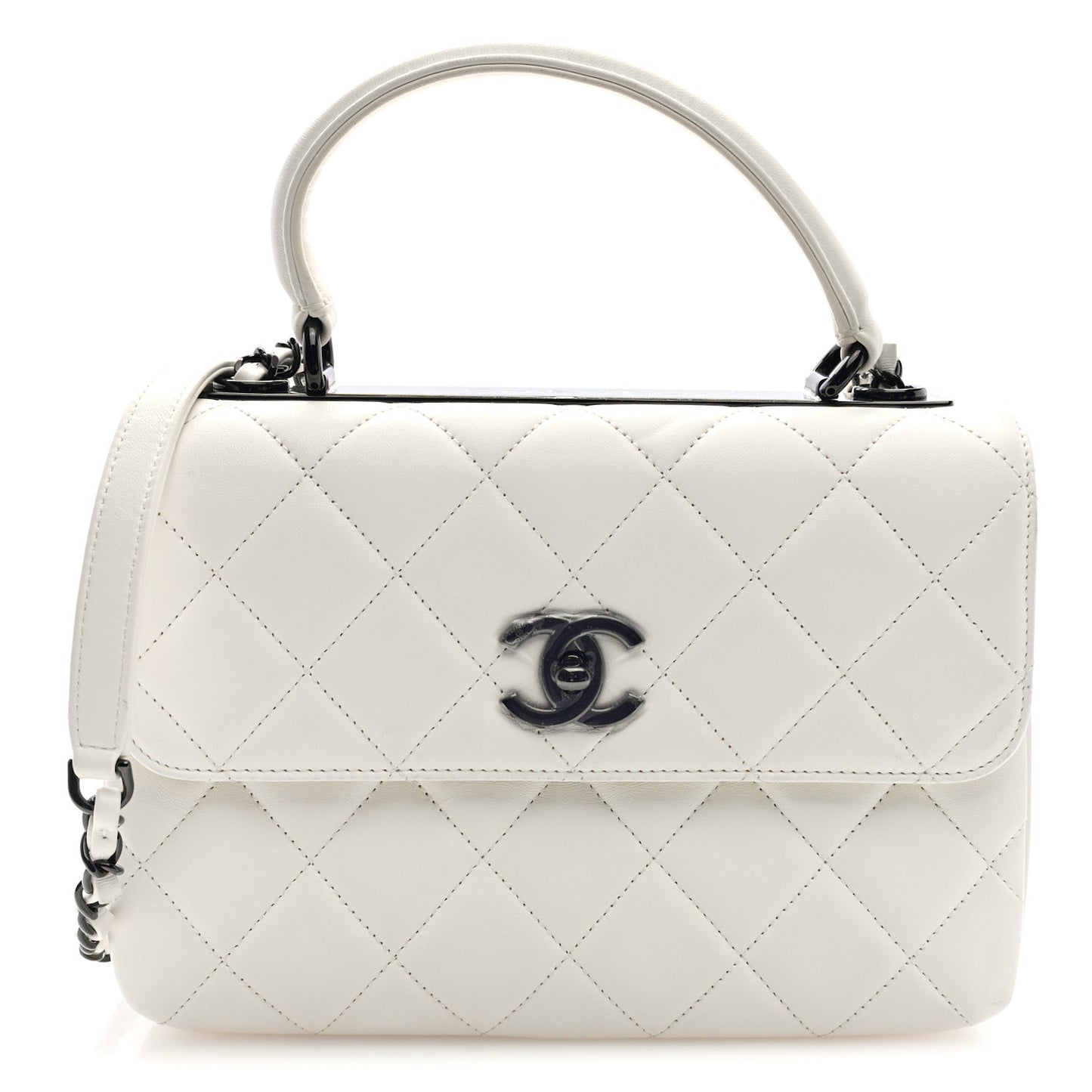 Lambskin Quilted Small Trendy CC Dual Handle Flap Bag White