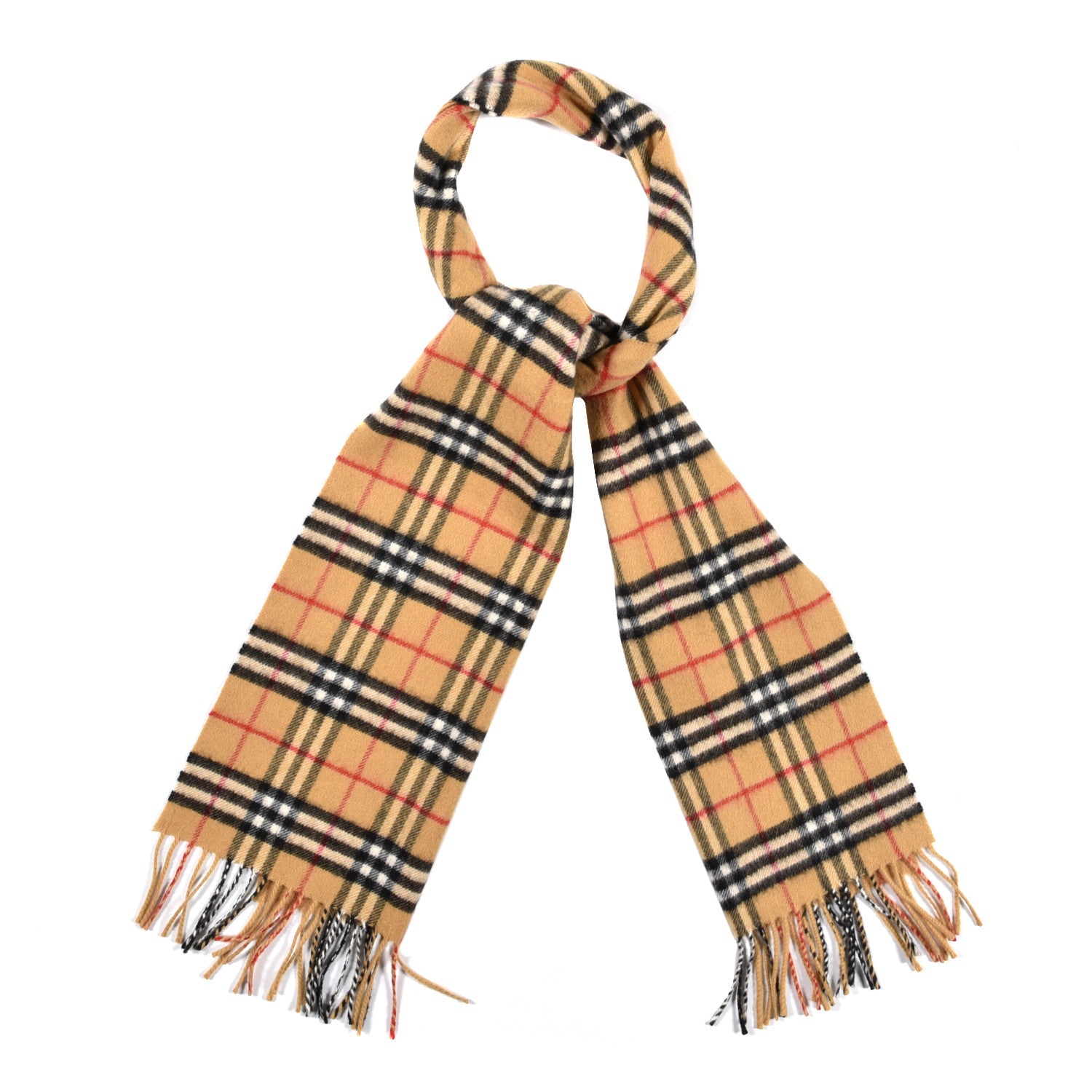 Burberry Cashmere House Check Fringe Scarf Archive Beige 1 of 5