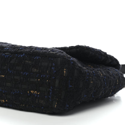 Chanel Tweed Quilted Large Chanel 19 Flap Black Navy Gold 9 of 9