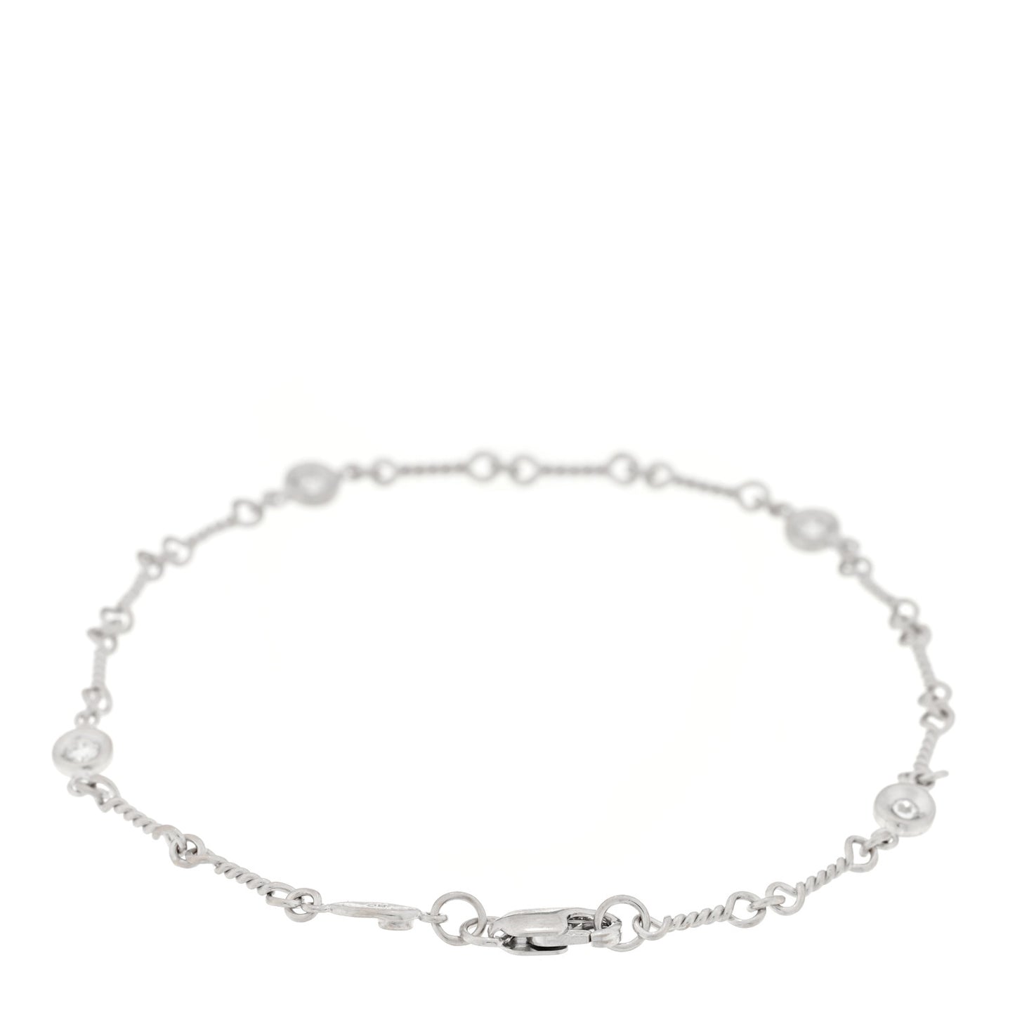 18K White Gold Diamond DogBone Chain Station Bracelet