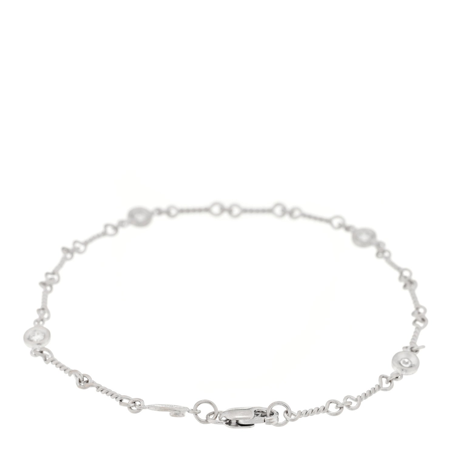 Roberto Coin 18K White Gold Diamond DogBone Chain Station Bracelet 2 of 3